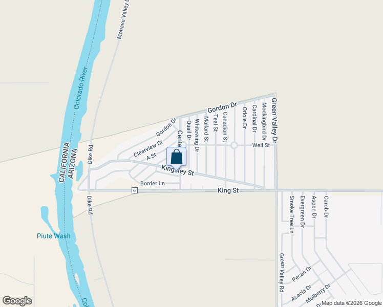 map of restaurants, bars, coffee shops, grocery stores, and more near 7870 Quail Dr in Mohave Valley