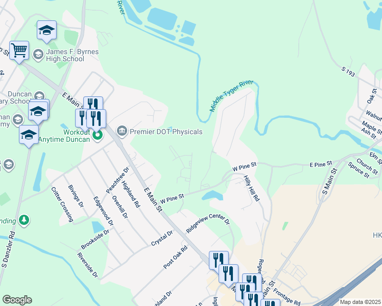 map of restaurants, bars, coffee shops, grocery stores, and more near 109 Rosewood Circle in Duncan