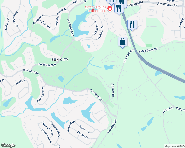 map of restaurants, bars, coffee shops, grocery stores, and more near 2104 Kennedy Drive in Indian Land
