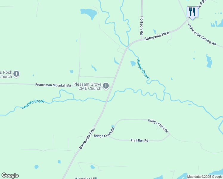 map of restaurants, bars, coffee shops, grocery stores, and more near 6523 Batesville Pike in North Little Rock