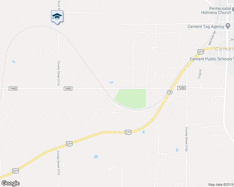 map of restaurants, bars, coffee shops, grocery stores, and more near 27087 County Road 1440 in Cement