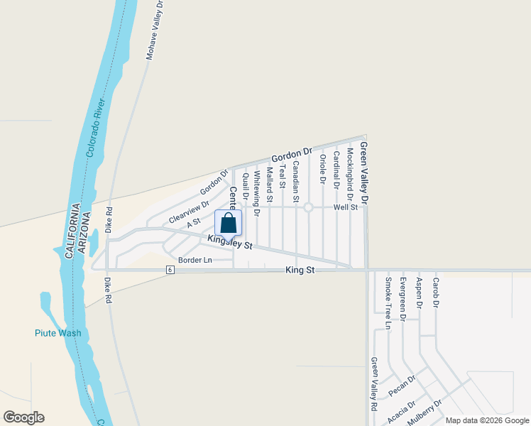 map of restaurants, bars, coffee shops, grocery stores, and more near 7874 Mallard St in Mohave Valley