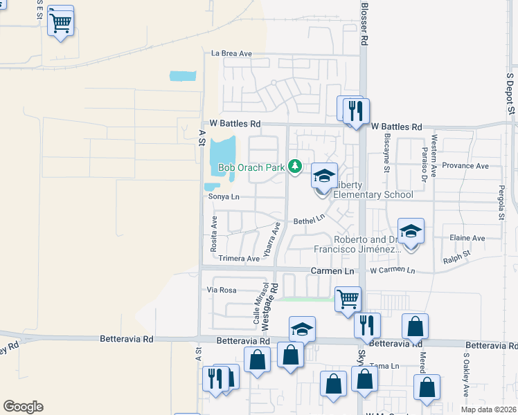 map of restaurants, bars, coffee shops, grocery stores, and more near 1816 Alhambra Avenue in Santa Maria