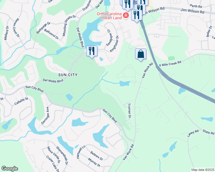 map of restaurants, bars, coffee shops, grocery stores, and more near 2104 Kennedy Drive in Indian Land