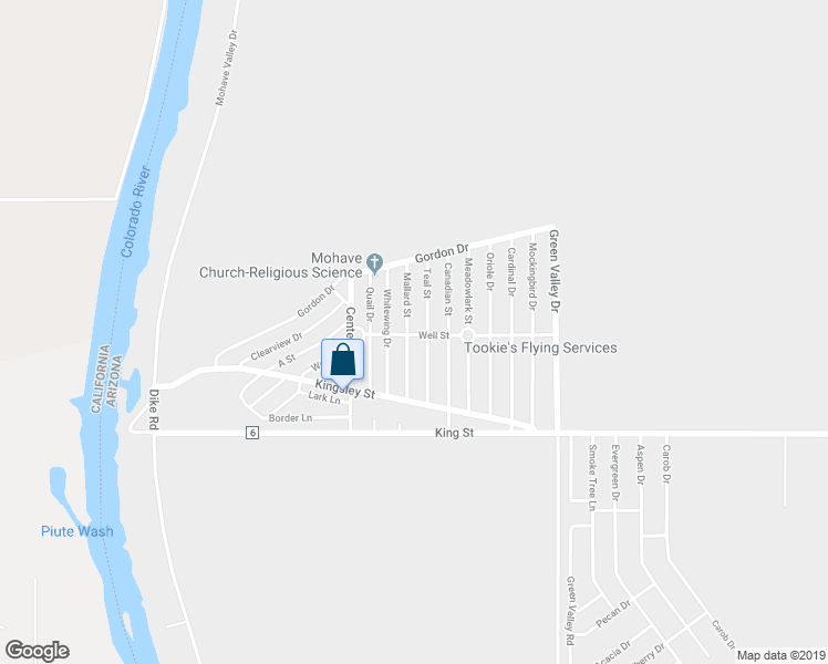 map of restaurants, bars, coffee shops, grocery stores, and more near 7874 Mallard Street in Mohave Valley