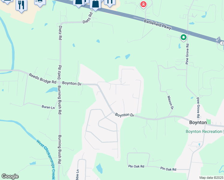 map of restaurants, bars, coffee shops, grocery stores, and more near 178 Pursley Drive in Ringgold