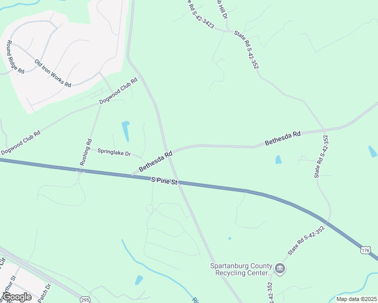 map of restaurants, bars, coffee shops, grocery stores, and more near 246 Bethesda Road in Spartanburg