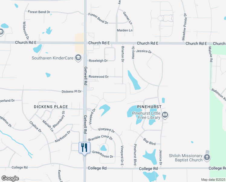 map of restaurants, bars, coffee shops, grocery stores, and more near 3241 Jade Lane in Southaven