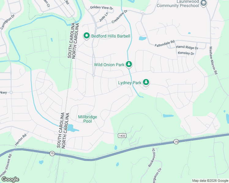 map of restaurants, bars, coffee shops, grocery stores, and more near 6008 Britannia Boulevard in Waxhaw
