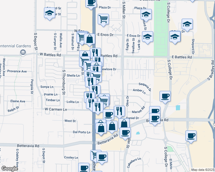 map of restaurants, bars, coffee shops, grocery stores, and more near 1779 McClelland Street in Santa Maria