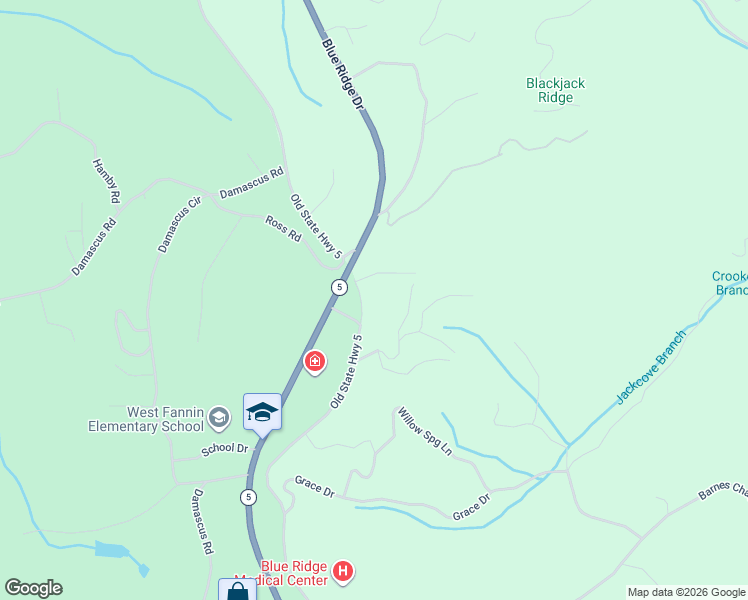 map of restaurants, bars, coffee shops, grocery stores, and more near 64 Kell Lane in Blue Ridge