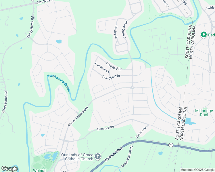 map of restaurants, bars, coffee shops, grocery stores, and more near 7460 Hartsfield Drive in Lancaster