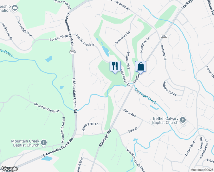 map of restaurants, bars, coffee shops, grocery stores, and more near 110 Club House Court in Taylors