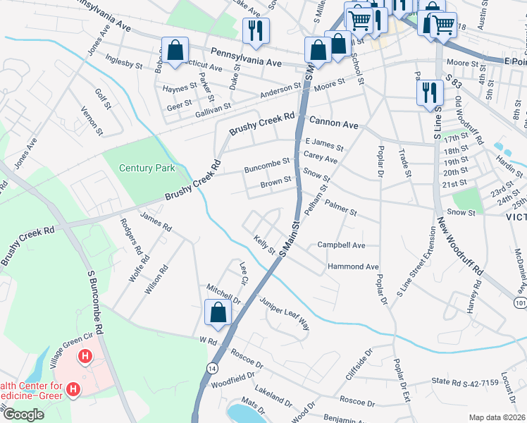 map of restaurants, bars, coffee shops, grocery stores, and more near 3 Winjay Court in Greer