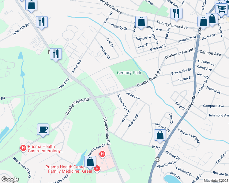 map of restaurants, bars, coffee shops, grocery stores, and more near 3000 Daventry Circle in Greer