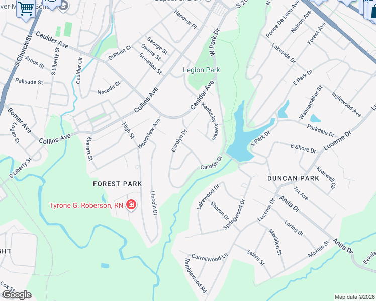 map of restaurants, bars, coffee shops, grocery stores, and more near 111 Waverly Court in Spartanburg