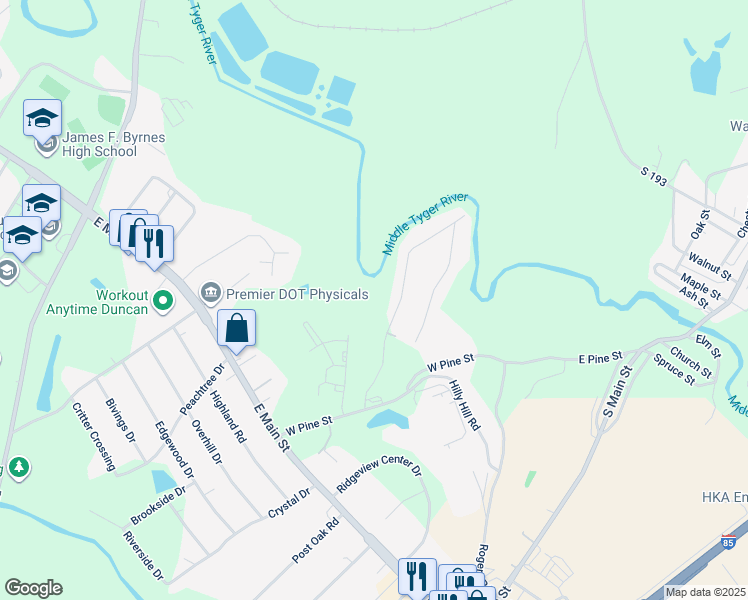 map of restaurants, bars, coffee shops, grocery stores, and more near 109 Rosewood Circle in Duncan