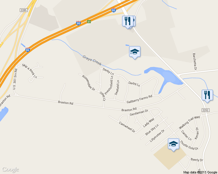 map of restaurants, bars, coffee shops, grocery stores, and more near 5638 Prestonfield Lane in Hope Mills