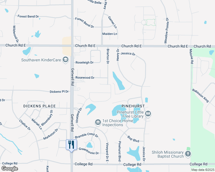 map of restaurants, bars, coffee shops, grocery stores, and more near 4708 Jacob Lane in Southaven