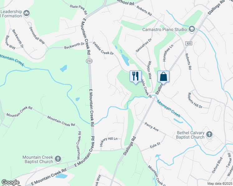 map of restaurants, bars, coffee shops, grocery stores, and more near 3 Fox Ridge Way in Taylors