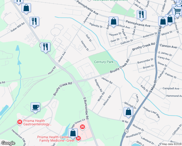 map of restaurants, bars, coffee shops, grocery stores, and more near 4300 Daventry Circle in Greer