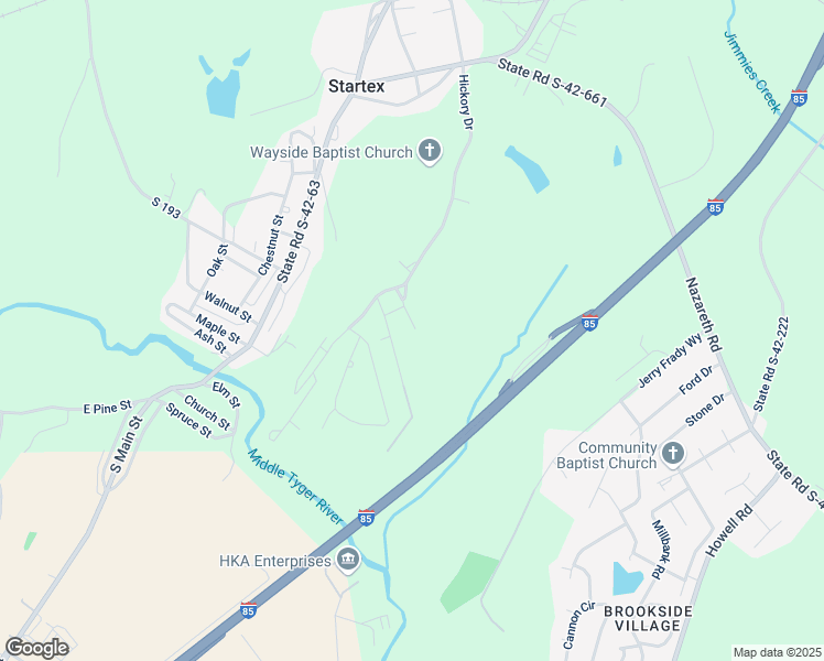 map of restaurants, bars, coffee shops, grocery stores, and more near 129 Hickory Drive in Wellford