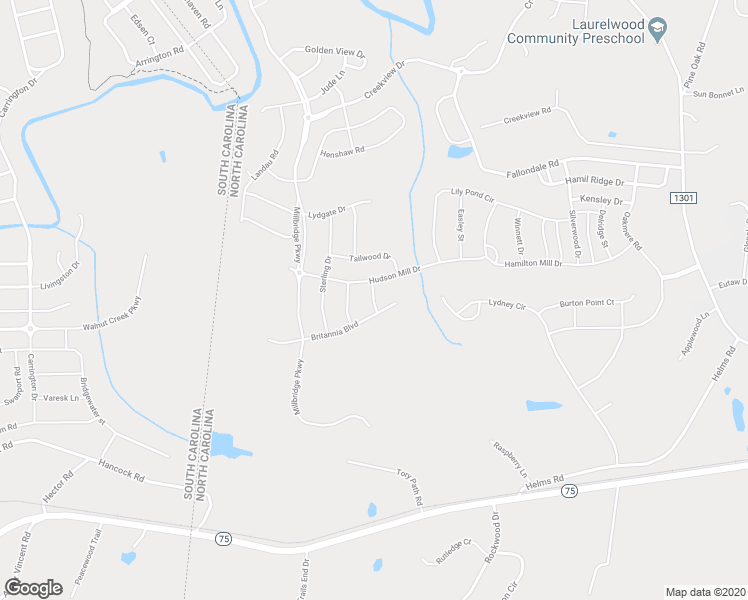 map of restaurants, bars, coffee shops, grocery stores, and more near Hallmark Way in Waxhaw