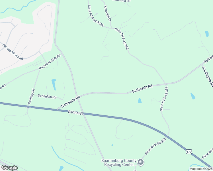 map of restaurants, bars, coffee shops, grocery stores, and more near 291 Bethesda Road in Spartanburg