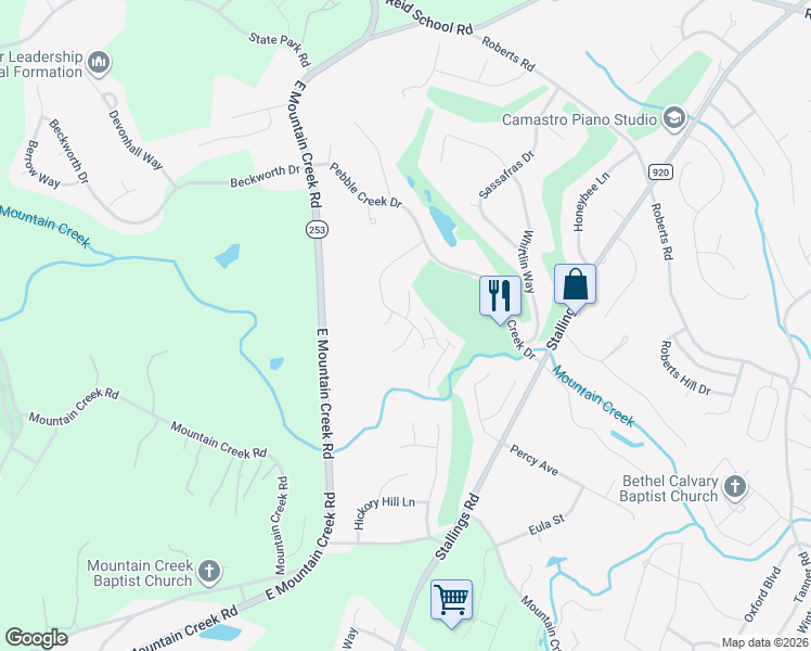 map of restaurants, bars, coffee shops, grocery stores, and more near 102 Kindlin Way in Taylors