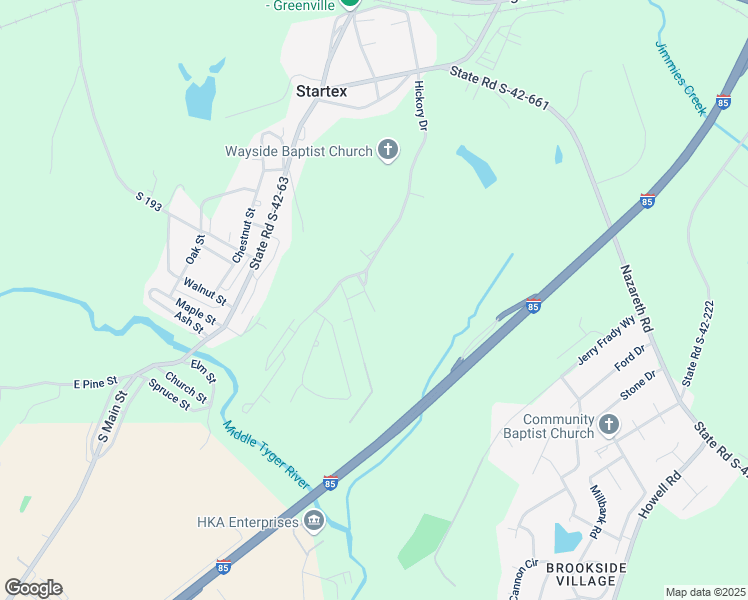map of restaurants, bars, coffee shops, grocery stores, and more near 129 Hickory Dr in Wellford