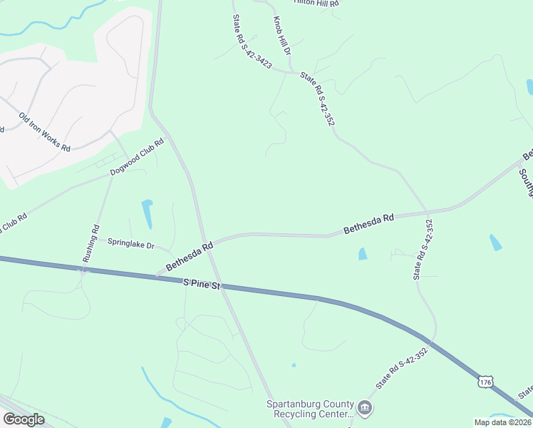 map of restaurants, bars, coffee shops, grocery stores, and more near 291 Bethesda Road in Spartanburg