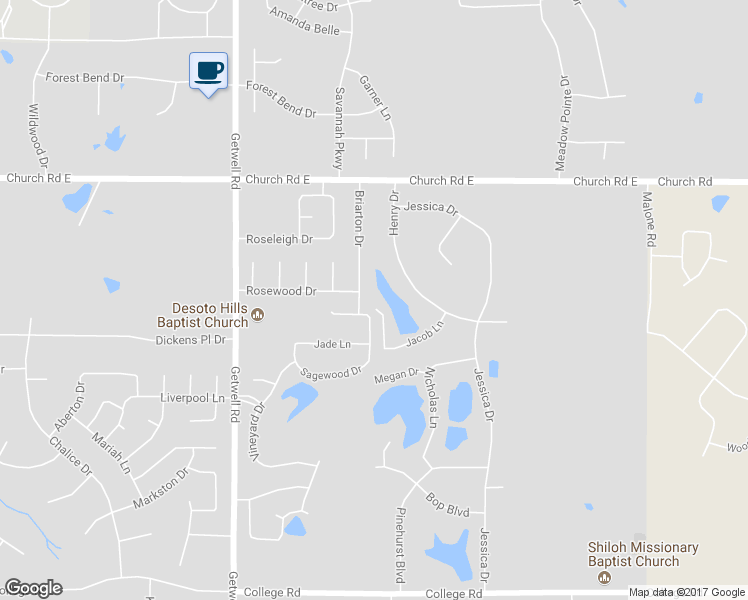 map of restaurants, bars, coffee shops, grocery stores, and more near 4708 Jacob Lane in Southaven