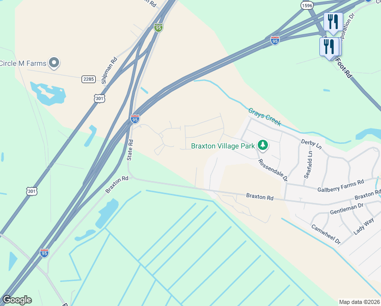 map of restaurants, bars, coffee shops, grocery stores, and more near 164 Skip a Rock Lane in Hope Mills