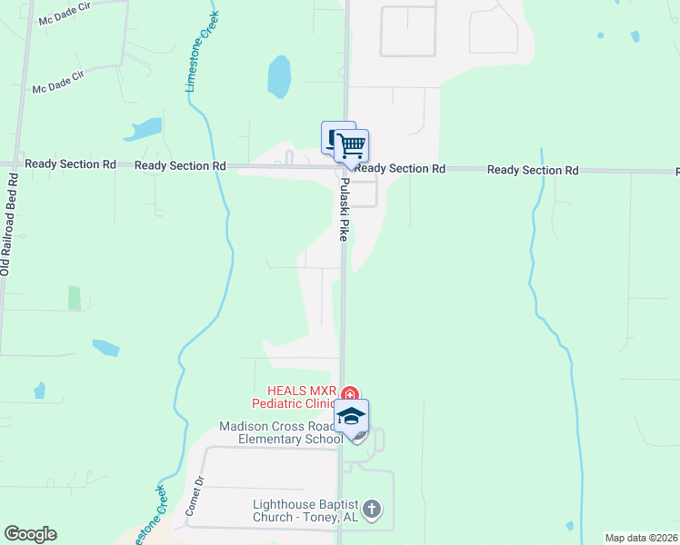 map of restaurants, bars, coffee shops, grocery stores, and more near 11742 Pulaski Pike in Toney