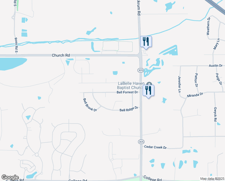 map of restaurants, bars, coffee shops, grocery stores, and more near 8774 Bell Forrest Drive in Olive Branch