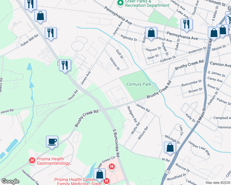 map of restaurants, bars, coffee shops, grocery stores, and more near 11311 Taft Way in Greer