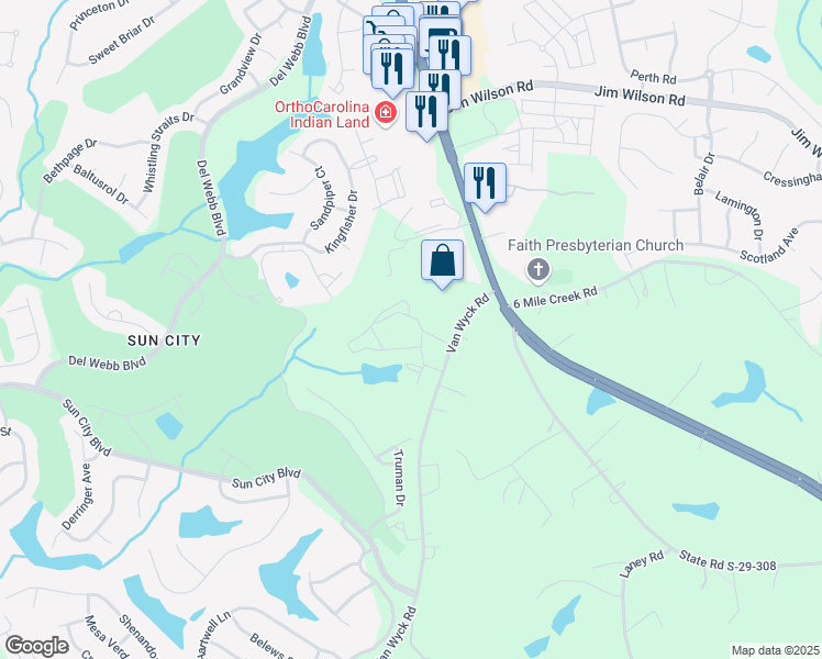 map of restaurants, bars, coffee shops, grocery stores, and more near 9939 Van Wyck Road in Lancaster