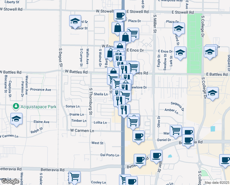 map of restaurants, bars, coffee shops, grocery stores, and more near in Santa Maria