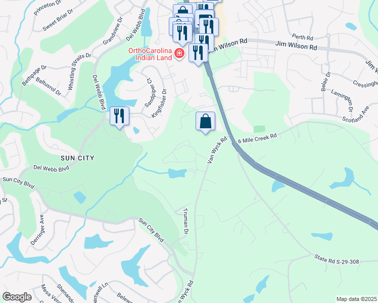map of restaurants, bars, coffee shops, grocery stores, and more near 9939 Van Wyck Road in Lancaster