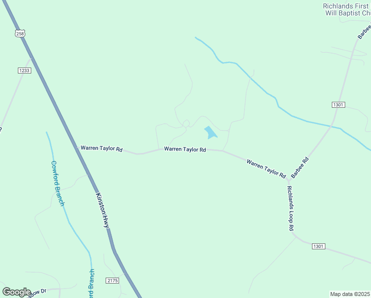 map of restaurants, bars, coffee shops, grocery stores, and more near Warren Taylor Road in Onslow County