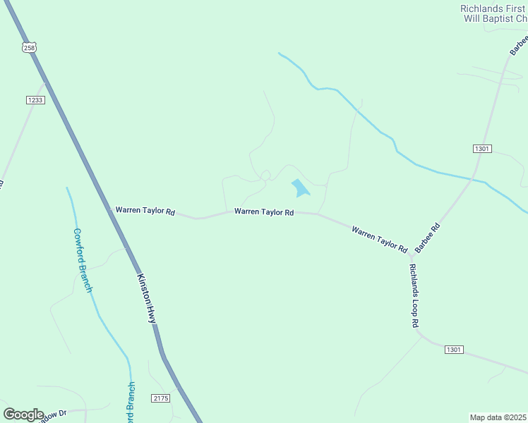 map of restaurants, bars, coffee shops, grocery stores, and more near Warren Taylor Road in Onslow County