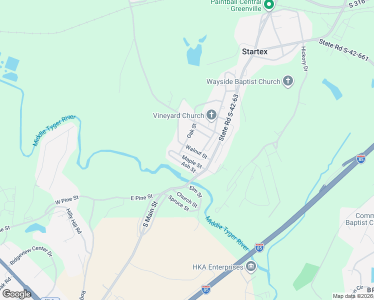 map of restaurants, bars, coffee shops, grocery stores, and more near 19 Maple Street in Woodruff