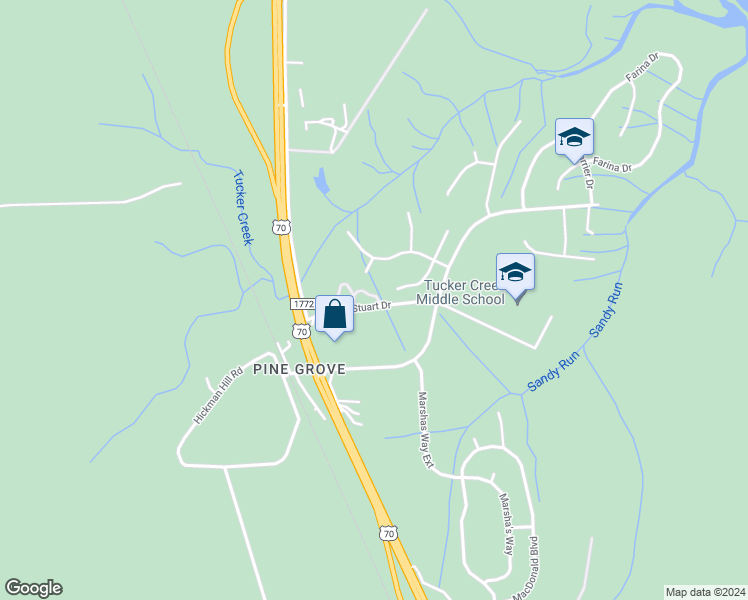 map of restaurants, bars, coffee shops, grocery stores, and more near 102 Prowler Ln in Havelock