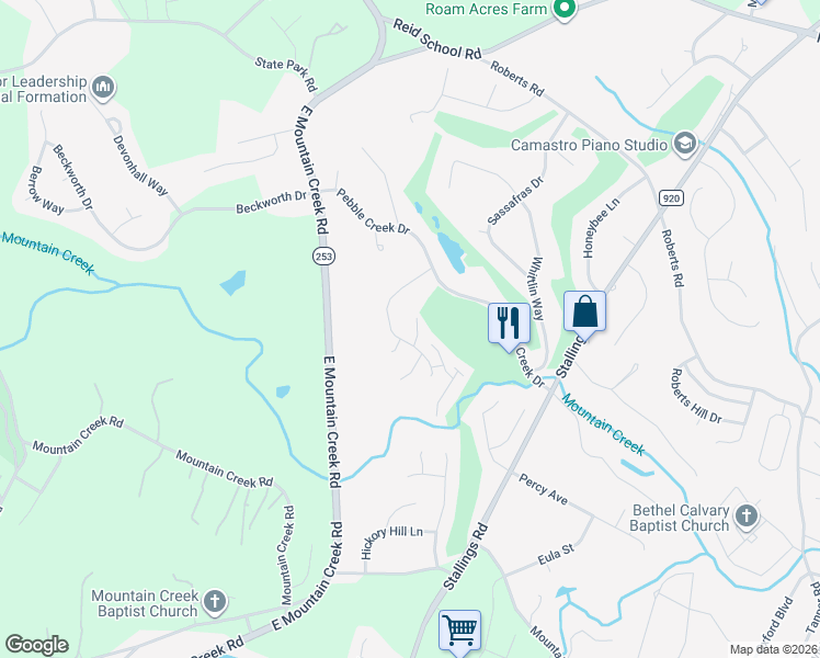 map of restaurants, bars, coffee shops, grocery stores, and more near 102 Kindlin Way in Taylors