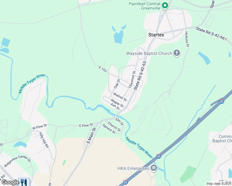 map of restaurants, bars, coffee shops, grocery stores, and more near 6 Walnut Street in Spartanburg