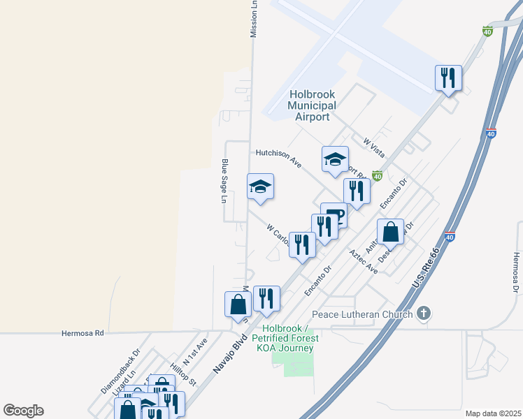 map of restaurants, bars, coffee shops, grocery stores, and more near 294 West Carlos Avenue in Holbrook