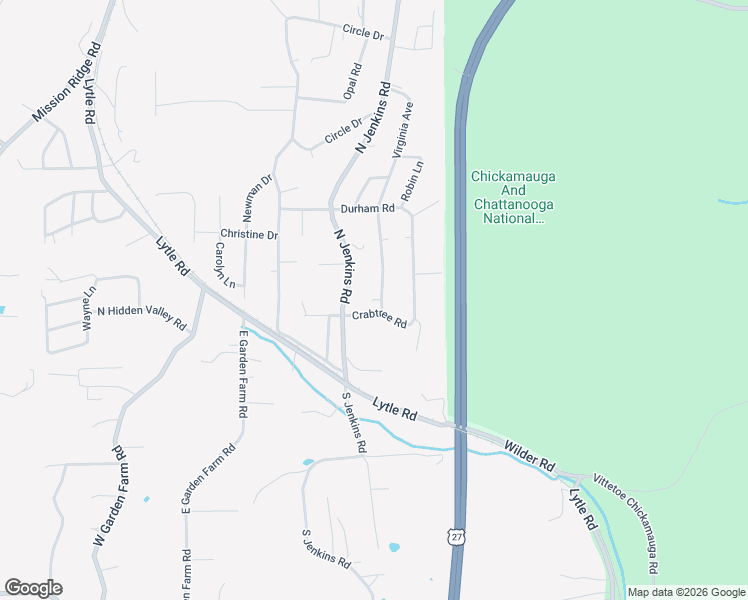 map of restaurants, bars, coffee shops, grocery stores, and more near 53 Crabtree Road in Rossville