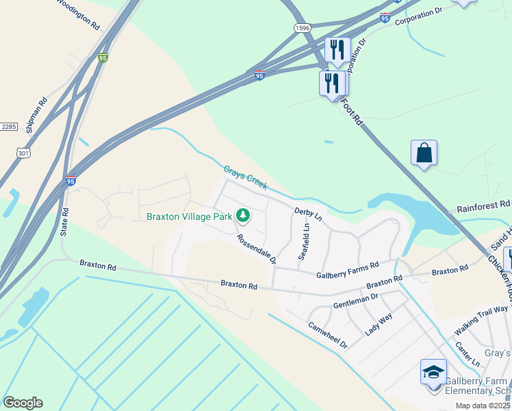 map of restaurants, bars, coffee shops, grocery stores, and more near 319 Nottingley Drive in Hope Mills