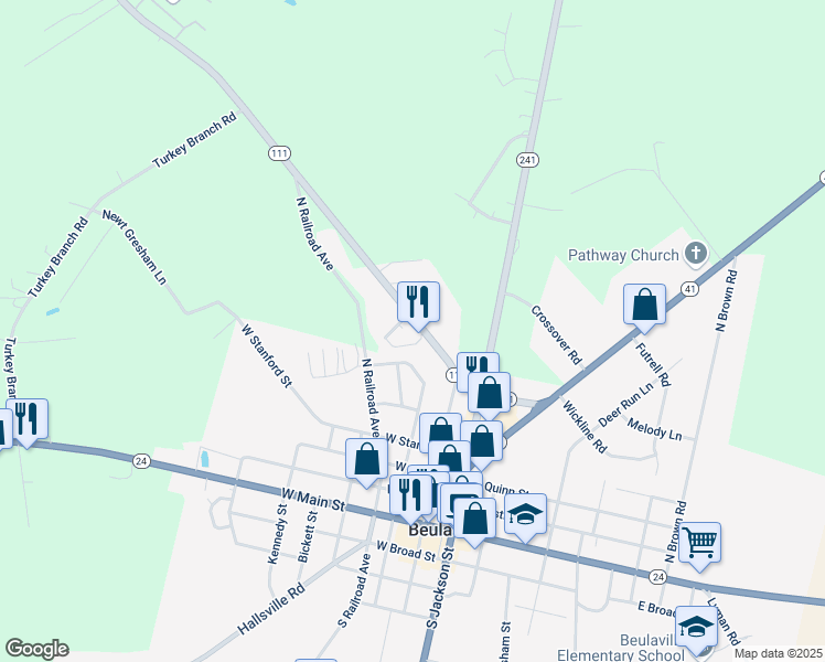 map of restaurants, bars, coffee shops, grocery stores, and more near 176 North Nc 111 Highway in Beulaville