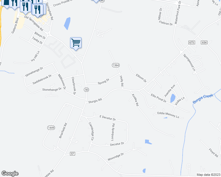 map of restaurants, bars, coffee shops, grocery stores, and more near 1473 Sturgis Road in Rock Hill
